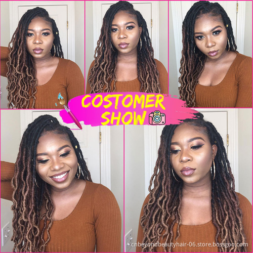 Goddess Locs Ombre Crochet Hair 20 inch Curly Faux Locs African Roots Dreadlocs Hair Extensions pre braided synthetic hair Bulk